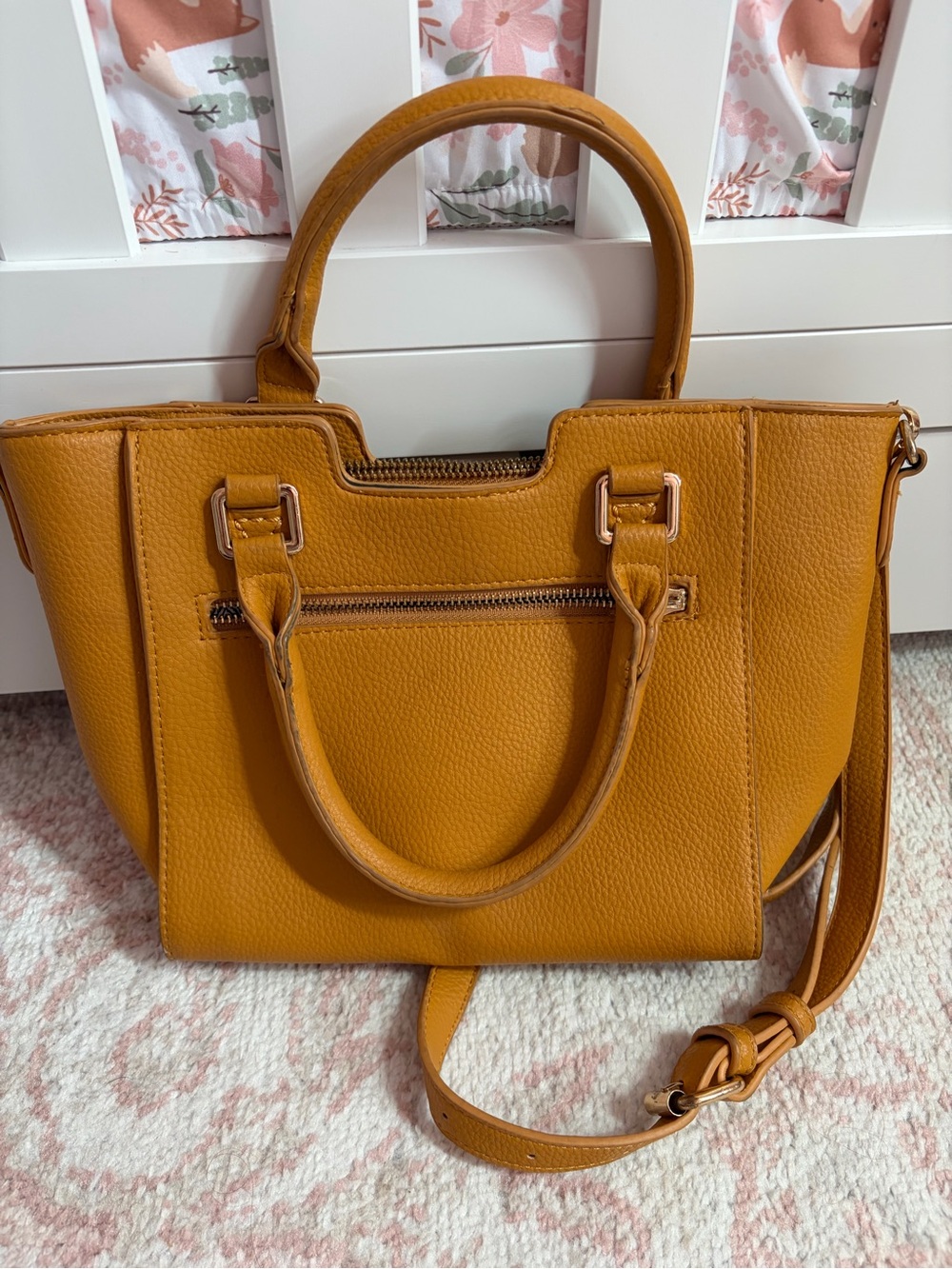 Madison West Mustard Structured Crossbody Satchel